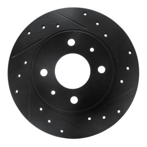 Nissan Tsuru Brake Rotor (1) - Front Right - R1 Concepts - Drilled & Slotted - Black - `86-`06